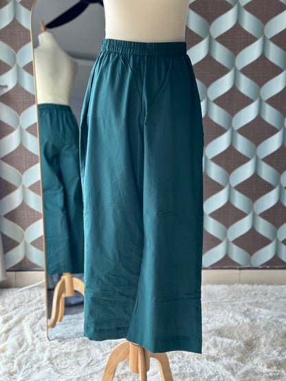 TANIKA Dark Green Pure Cotton Anarkali Set with Red Mul Cotton Dupatta
