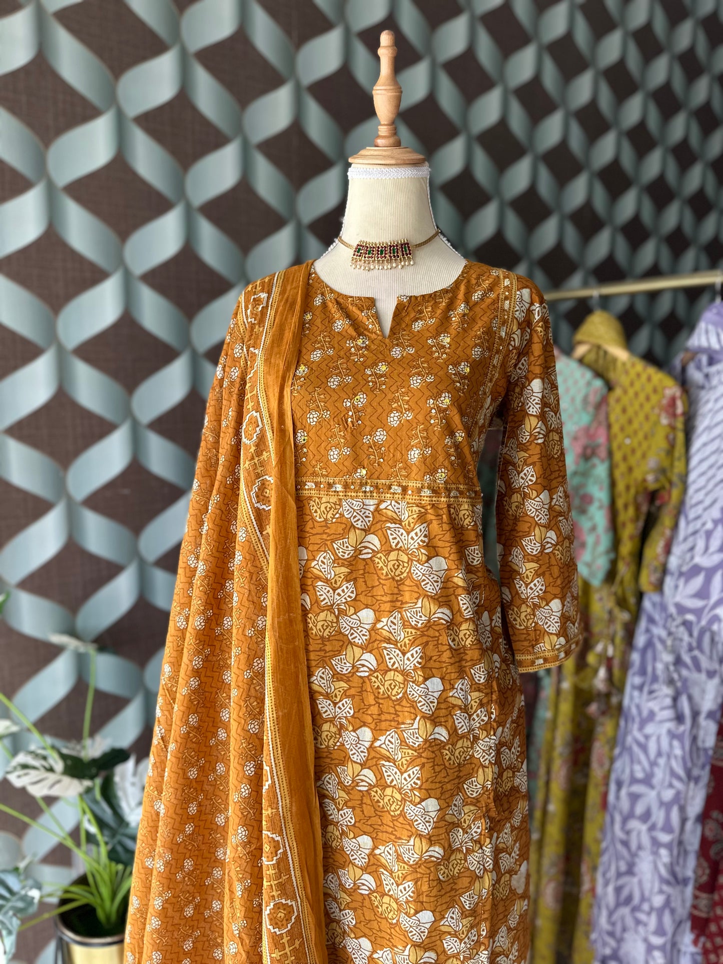 Mustard Yellow Cotton Suit Set