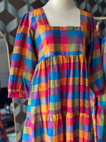Varnam Madras Check Midi Dress