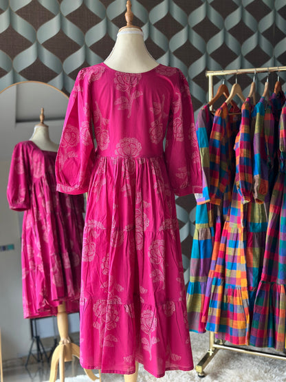 Magenta Rose Midi Dress