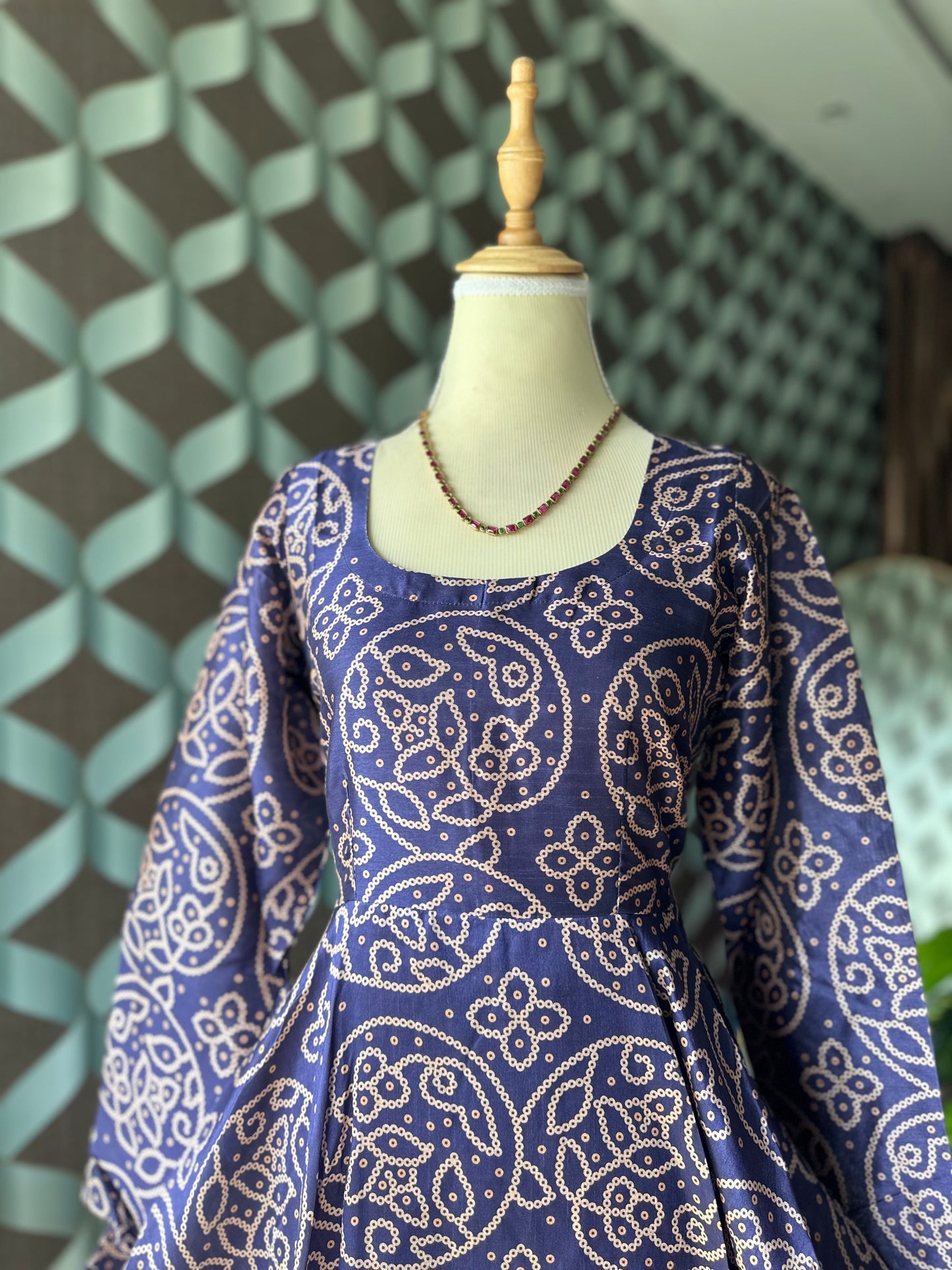 Navy Blue Bhandini Anarkali