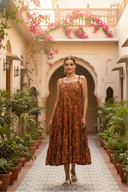 Brown Floral Summer Dress