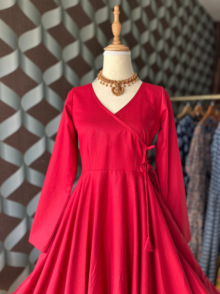 Sunshine Red Cotton Anarkali