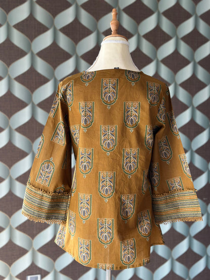 Mustard Yellow Short Cotton Short Top