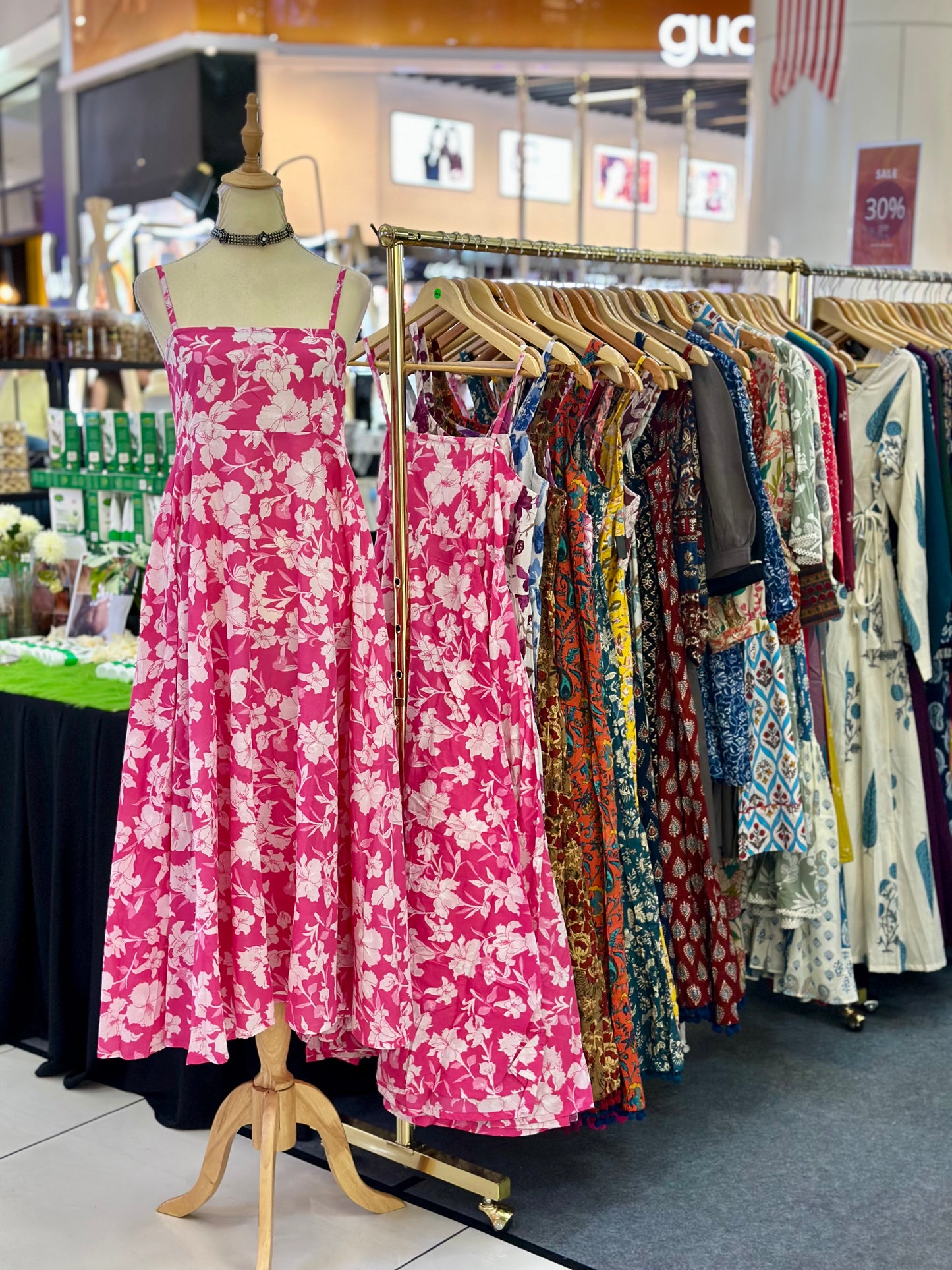 Pink Floral Strap Summer Dress