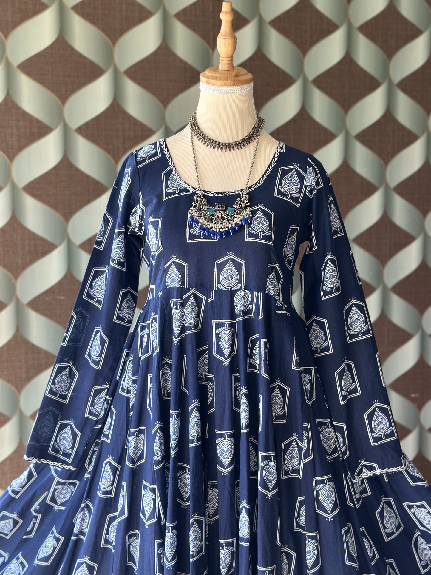 Neelam Indigo Cotton Anarkali