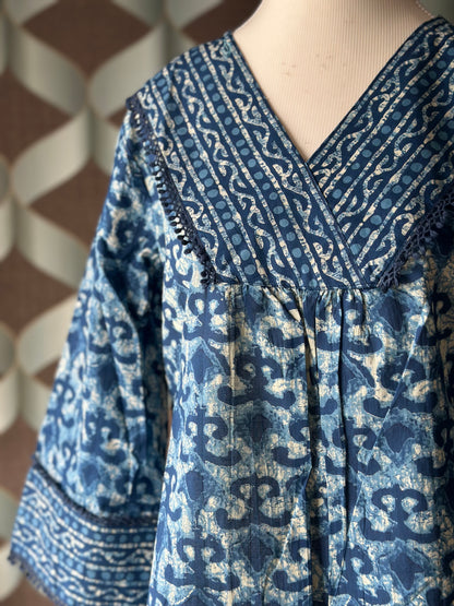Indigo Blue Cotton Short Top