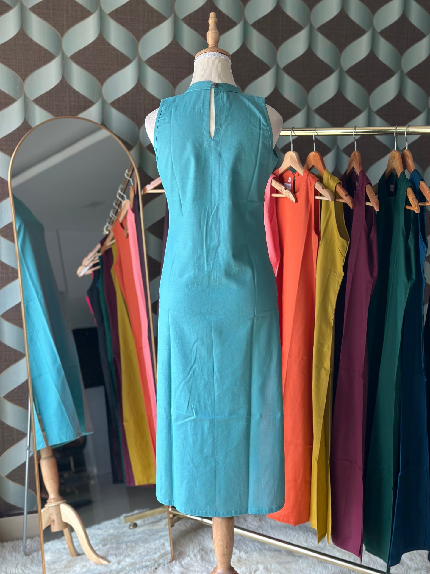 Pastel Blue Halter Cotton Kurta
