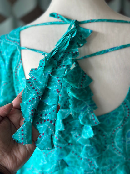 Bhandini Aqua Blue Cotton Anarkali