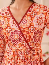 Orange Printed Cotton Top