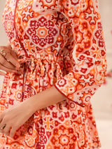 Orange Printed Cotton Top