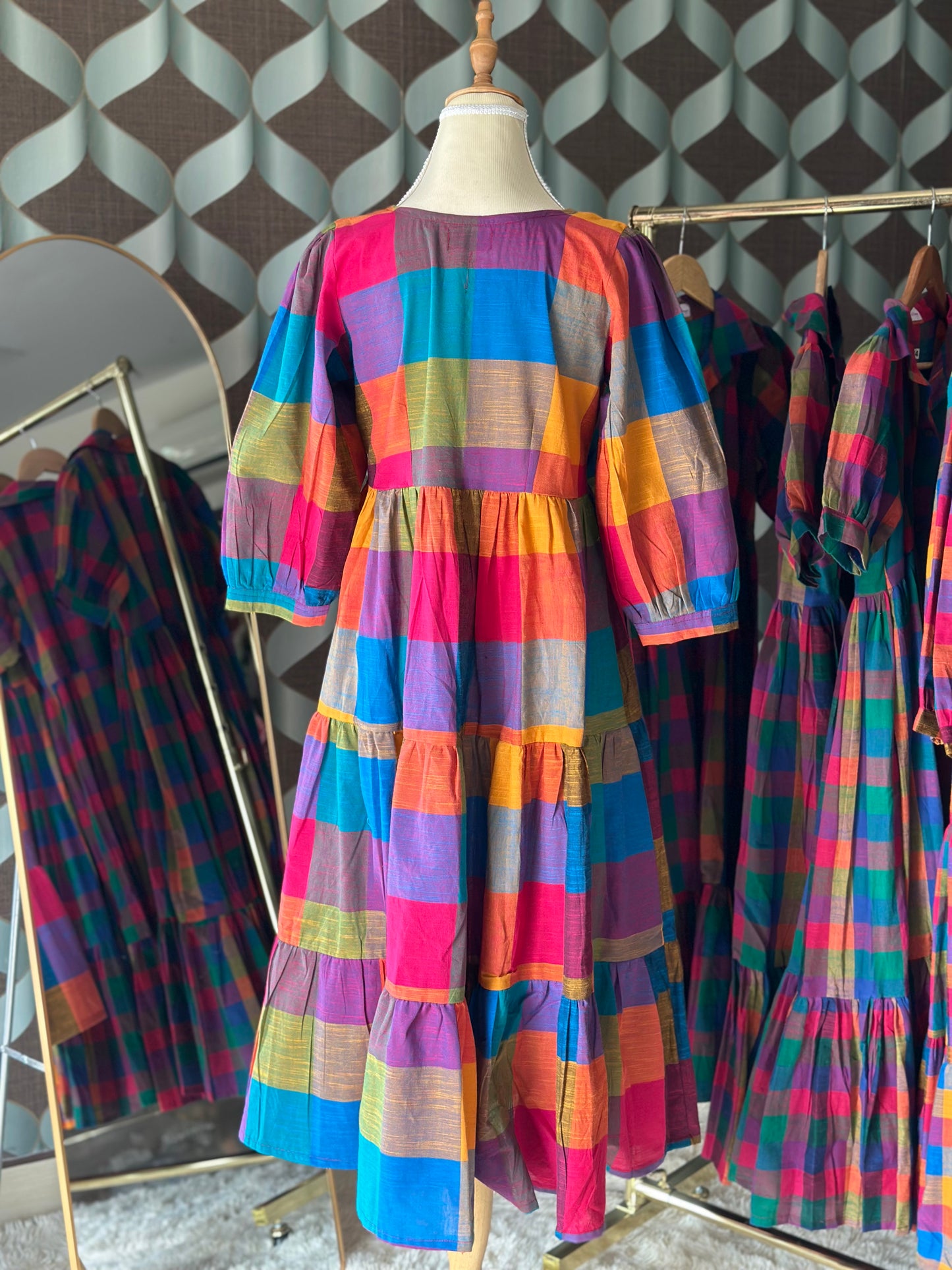 Varnam Madras Big Check Midi Dress