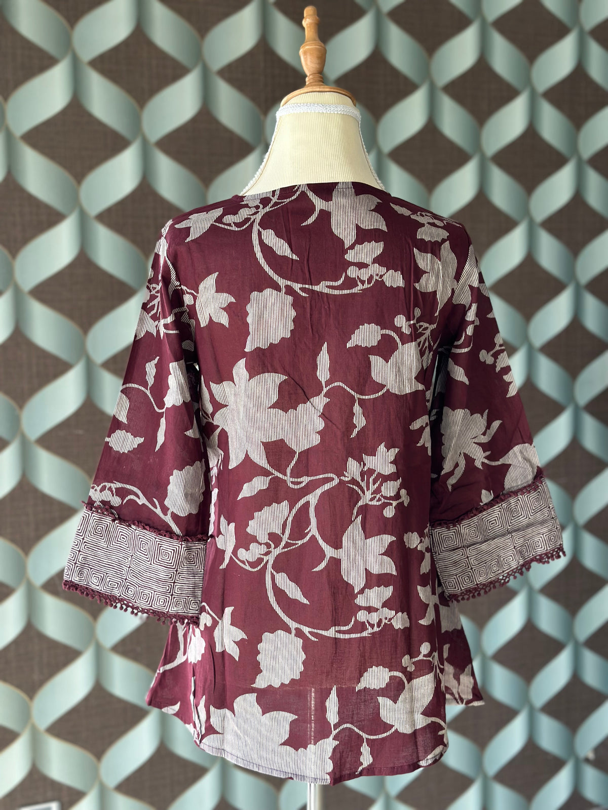 Wine Purple Floral Cotton Top