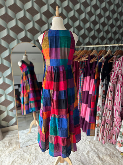 Madras Check Tier Dress
