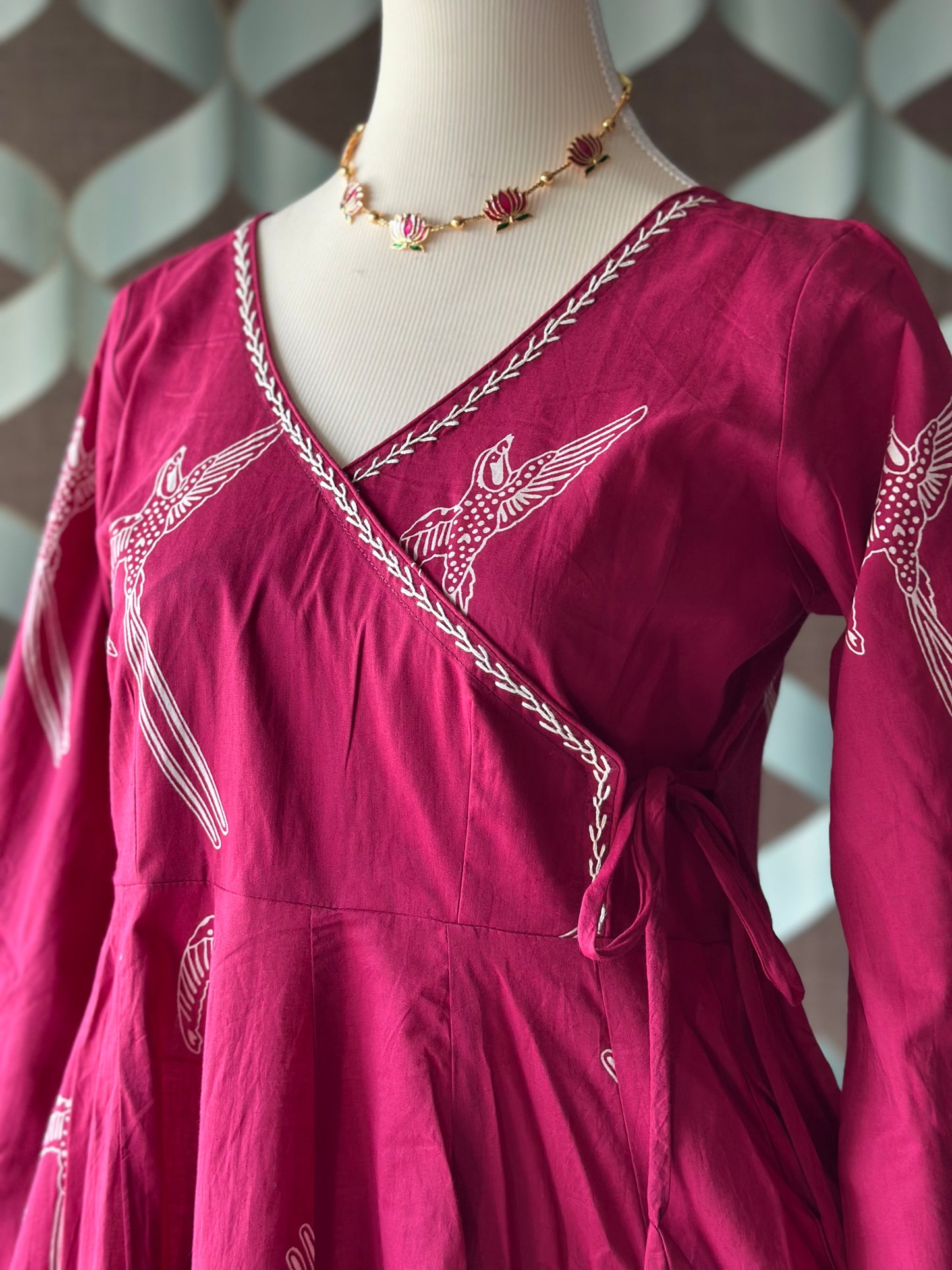 Magenta Pink Cotton Anarkali