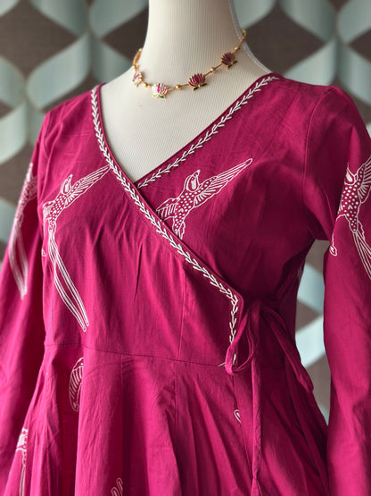 Magenta Pink Cotton Anarkali