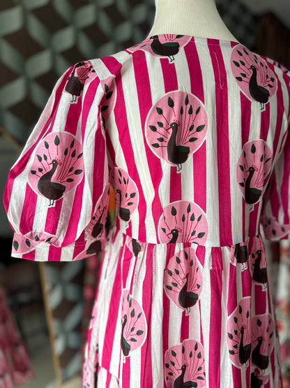 Pink Peacock Tier Dress