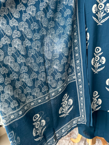 Teal Blue Cotton Suit Set