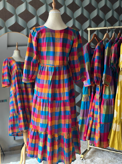 Varnam Madras Check Midi Dress