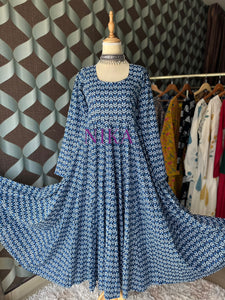 Floral Indigo Blue Anarkali