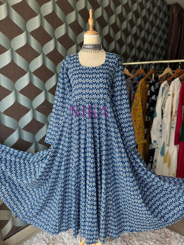 Floral Indigo Blue Anarkali