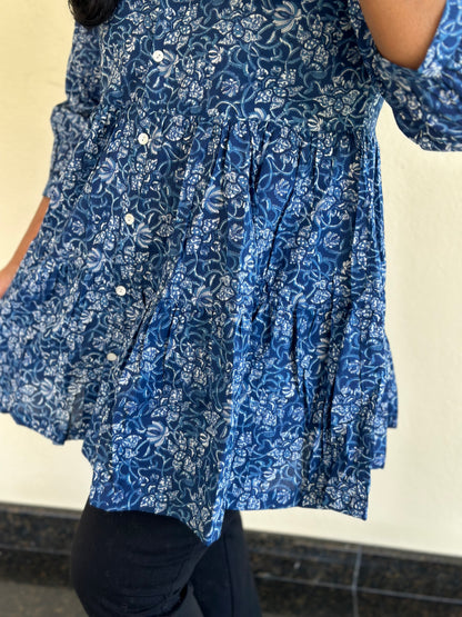 Indigo A-Line Tier Cotton Top