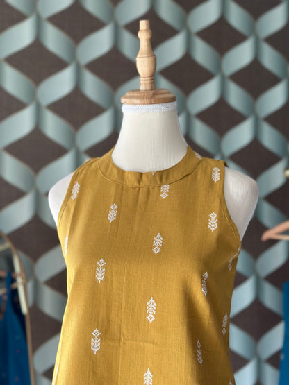 Mustard Yellow Halter Handloom Cotton Top