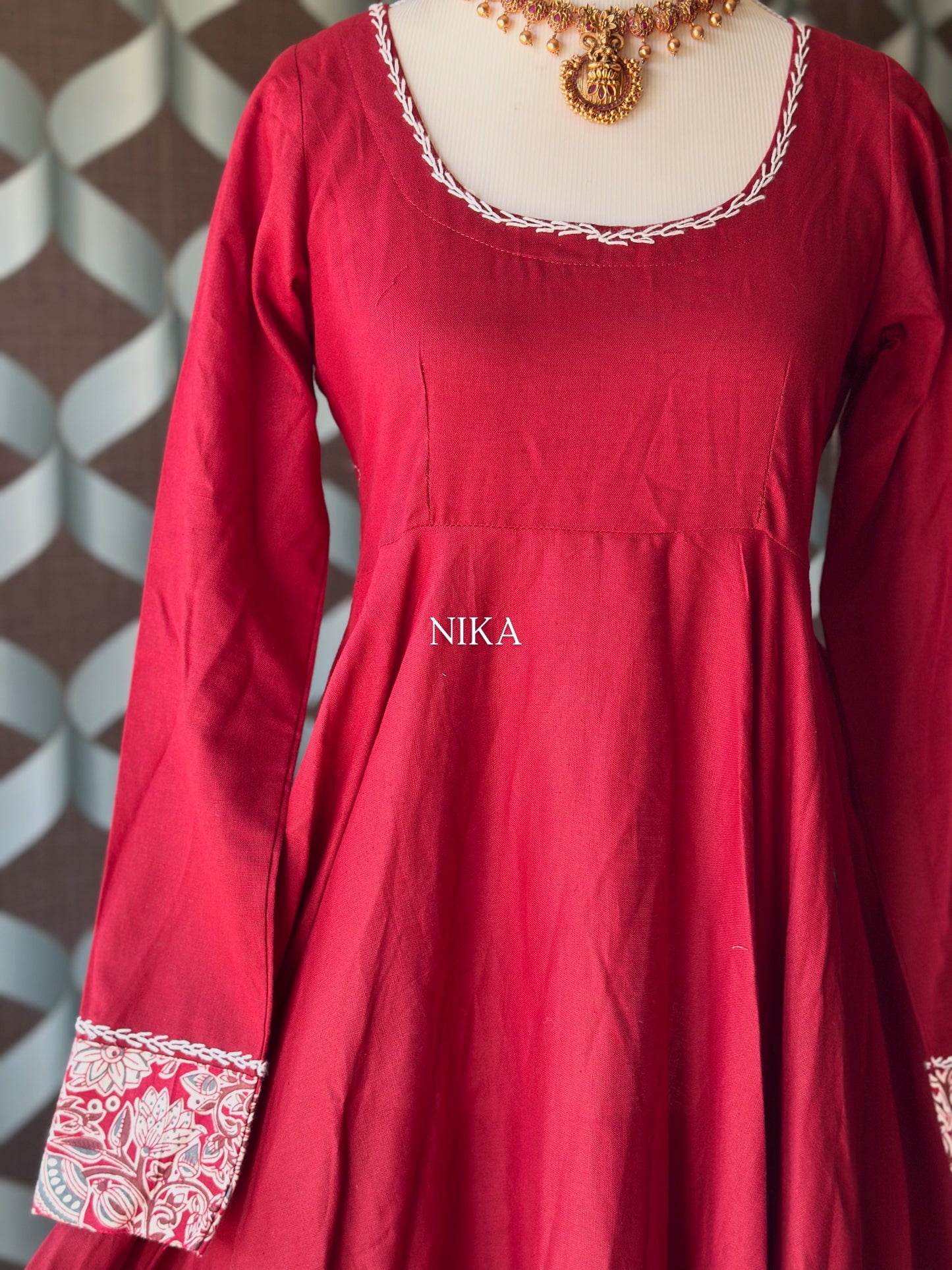 Kum Kum Red Cotton Anarkali