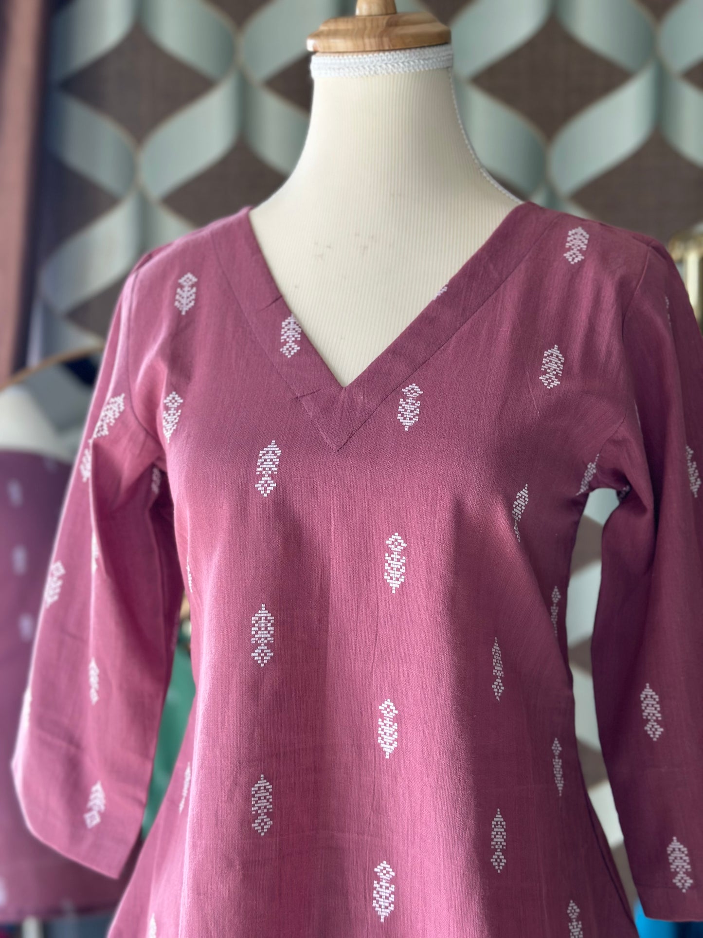 Mauve Pink Handloom Cotton Top