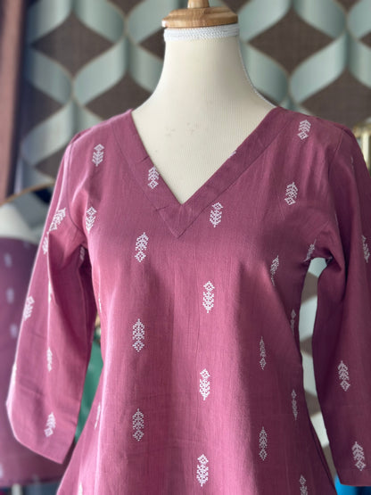 Mauve Pink Handloom Cotton Top