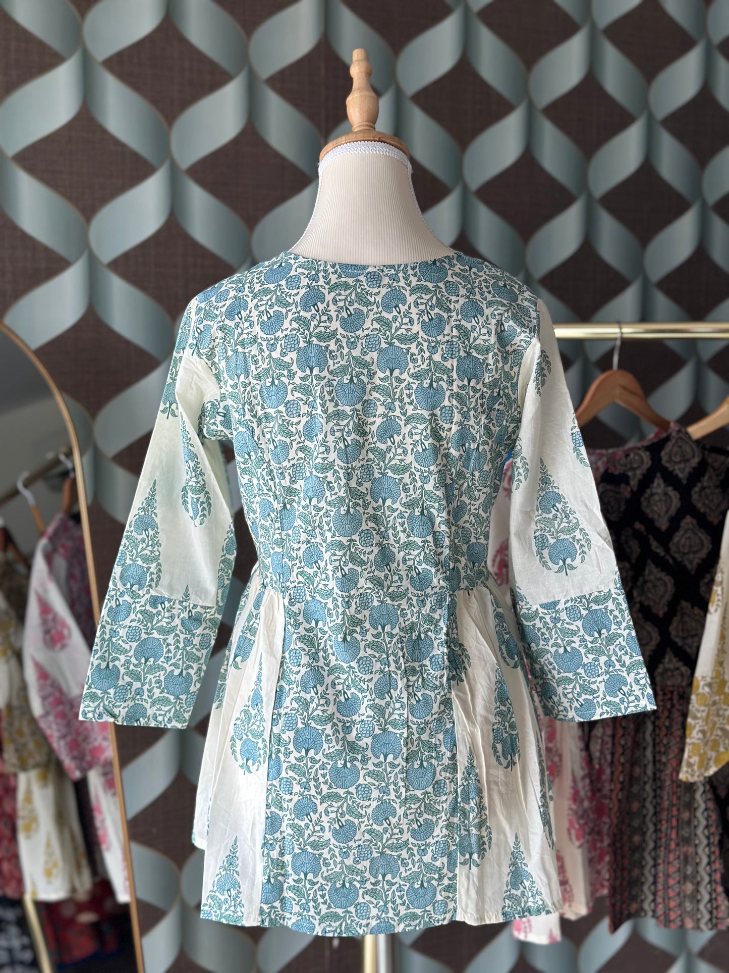 Powder Blue Floral Short Top