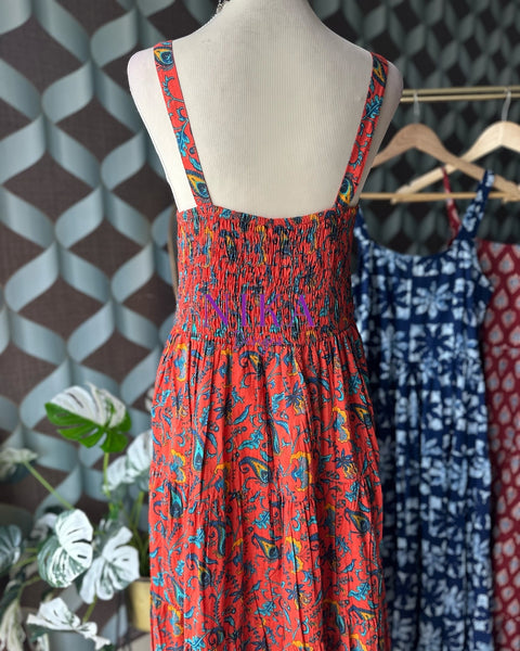 Orange Floral Summer Dress