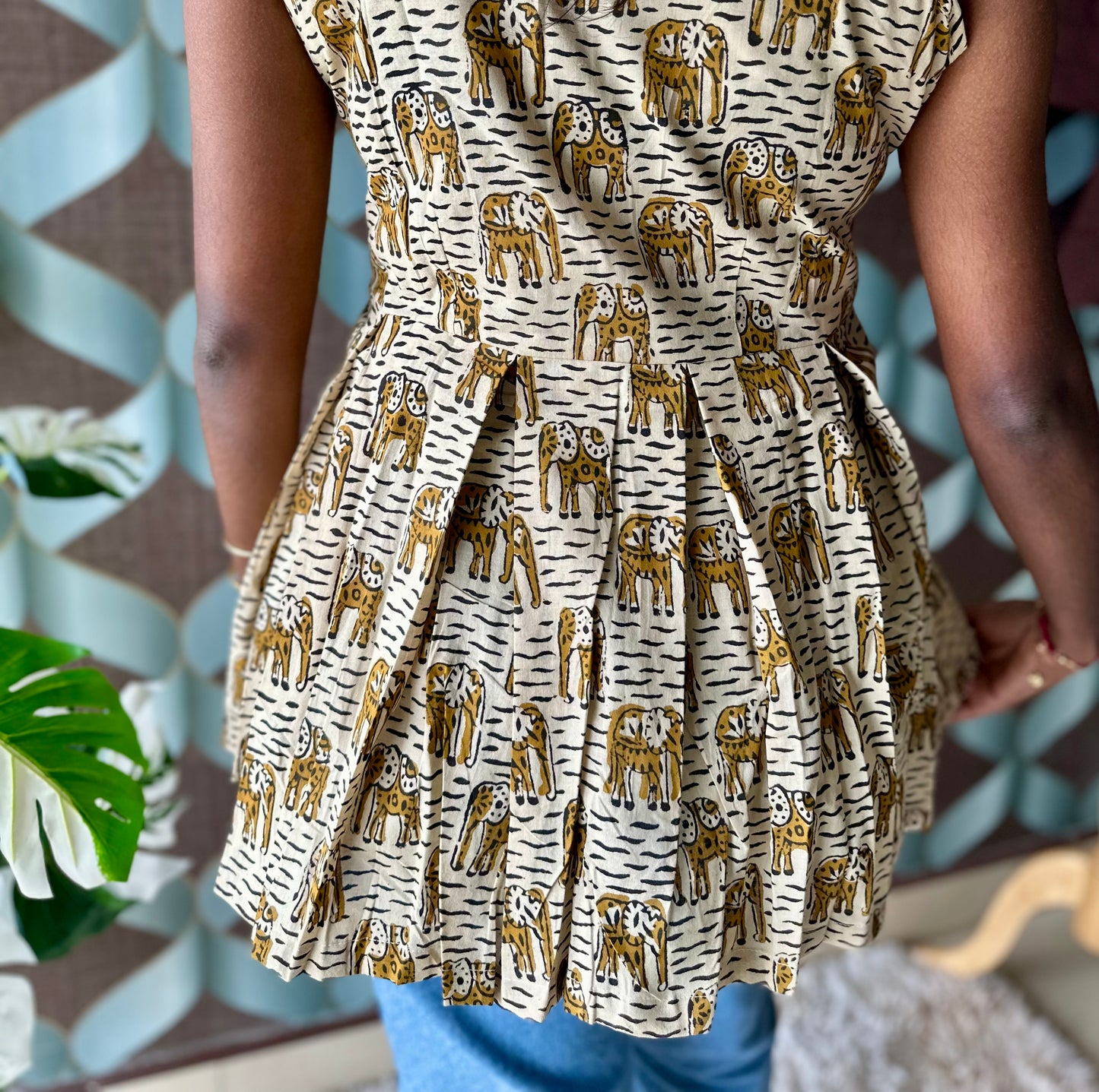 Cream Elephant Short Top
