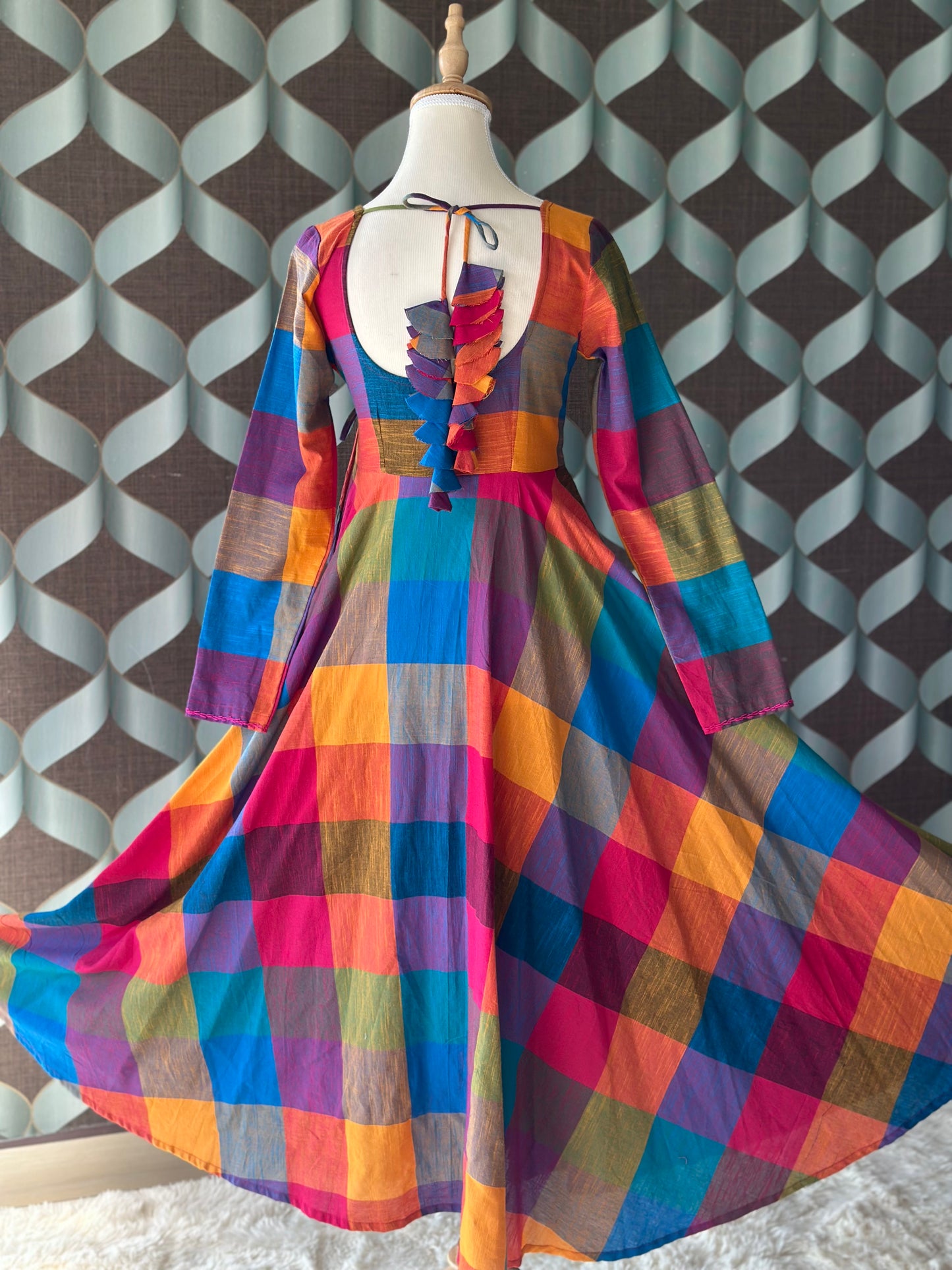 Varnam Madras Check Cotton Anarkali