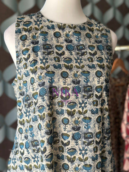 Teal Green Cotton Sleeveless Dress
