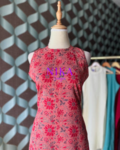 Red Kalamkari Halter Neck Top