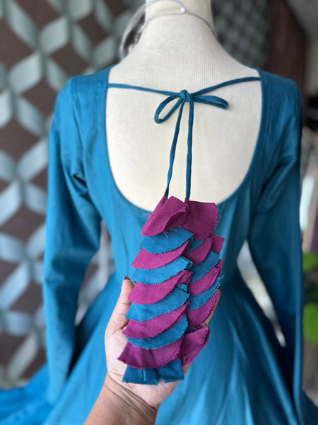Teal Blue Cotton Anarkali