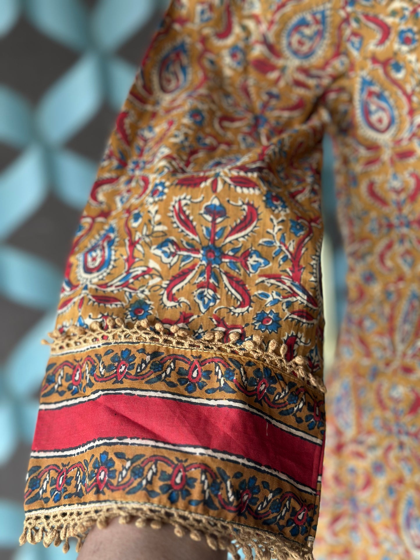 Mustard Kalamkari Cotton Short Top