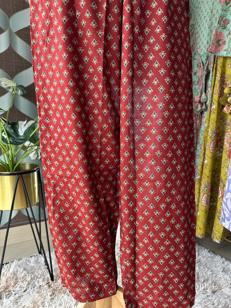 Red Maroon Cotton Suit Set