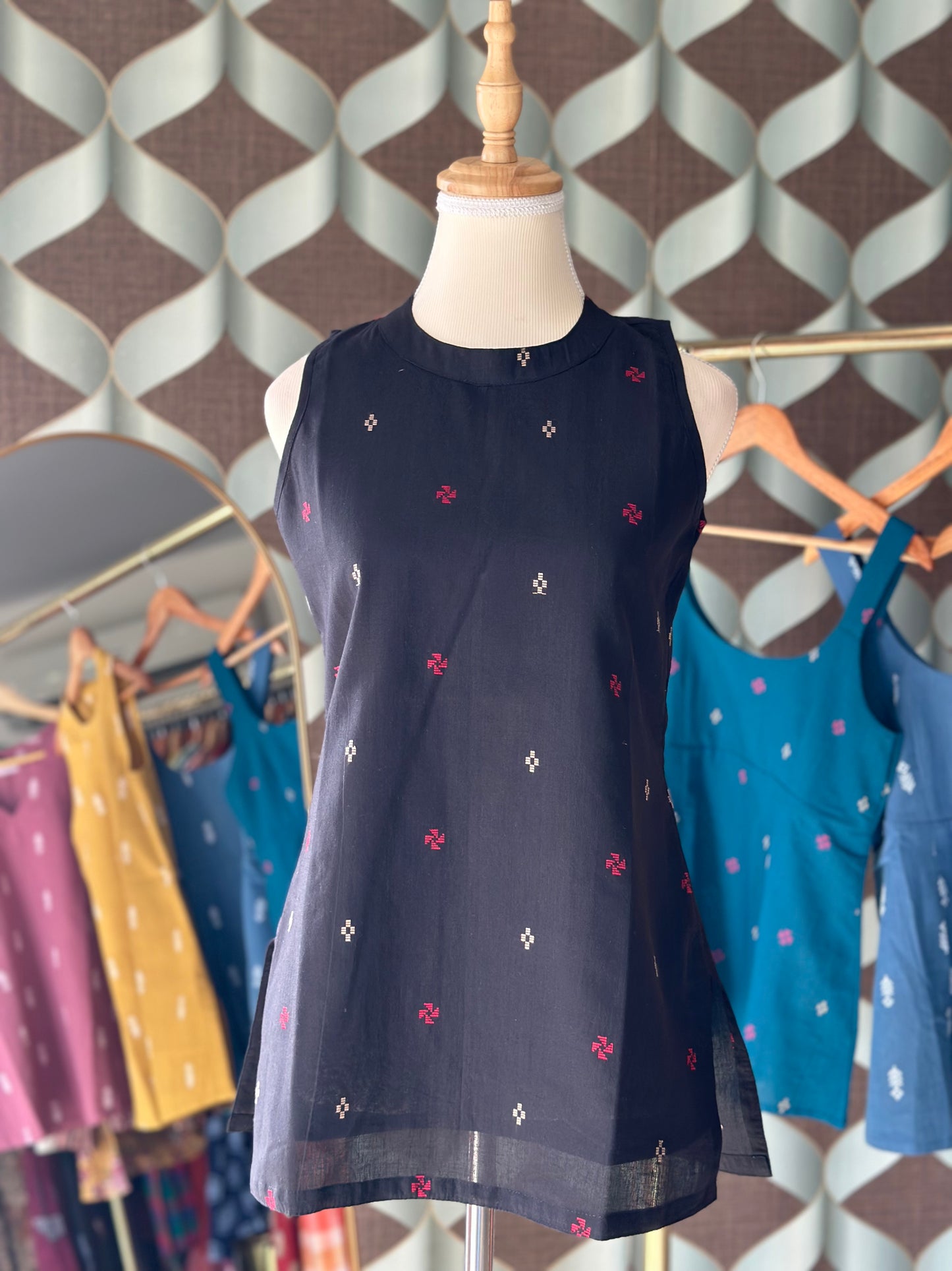 Classic Black Halter Handloom Cotton Top