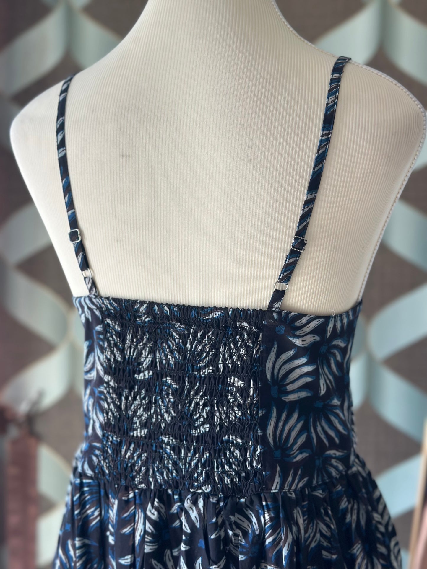 Blue Booti Handblock Printed Sleeveless Midi Dress