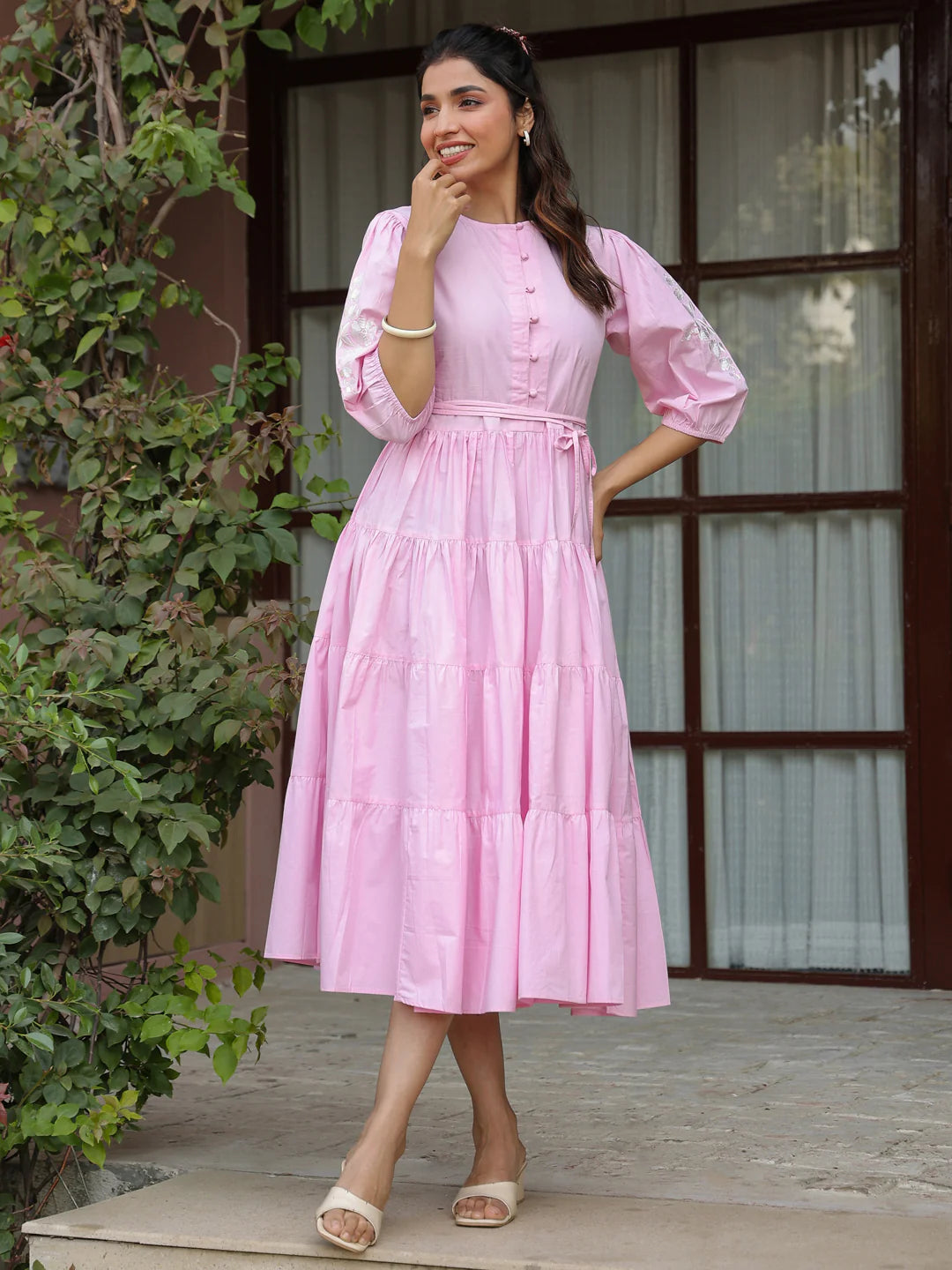 Rose Pink Embroidered Dress