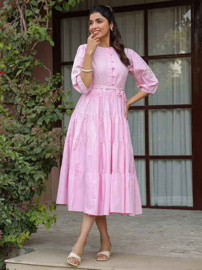 Rose Pink Embroidered Dress