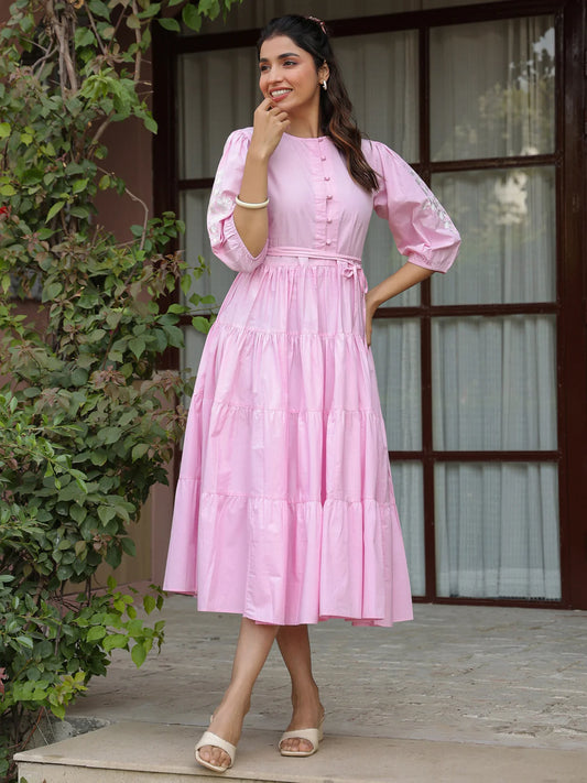 Rose Pink Embroidered Dress