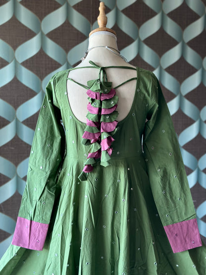 Sitara Sage Green Cotton Anarkali