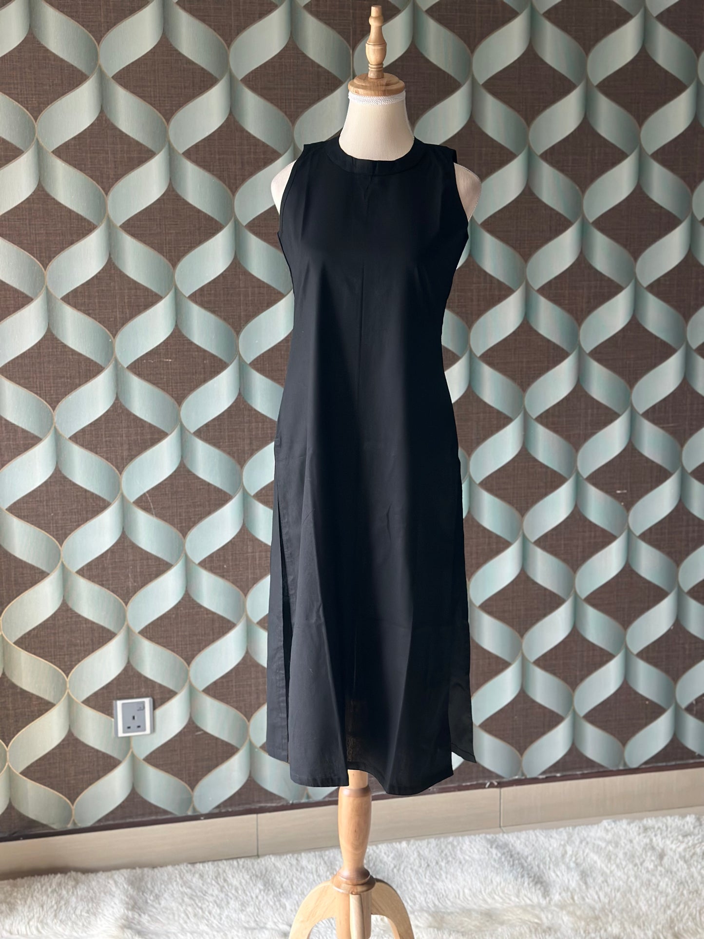 Classic Black Halter Cotton Kurta