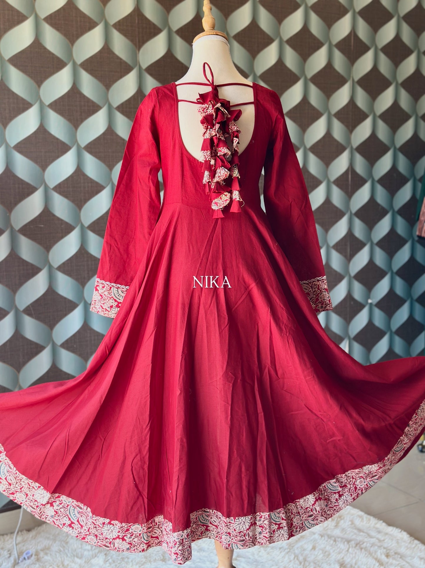Kum Kum Red Cotton Anarkali