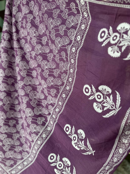 Purple Cotton Suit Set