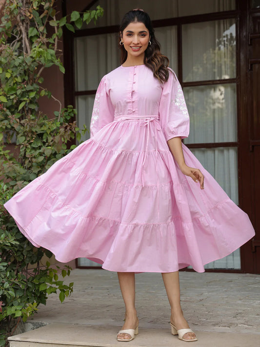 Rose Pink Embroidered Dress