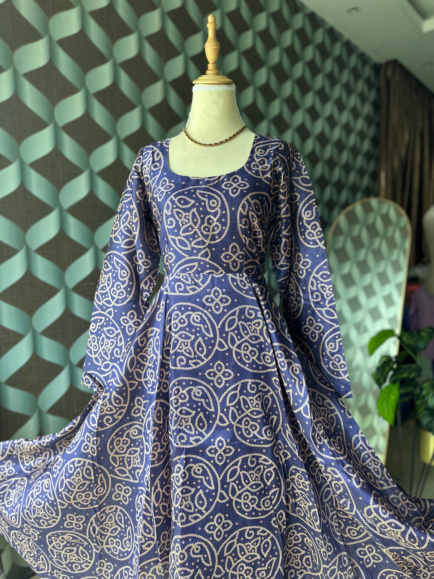 Navy Blue Bhandini Anarkali